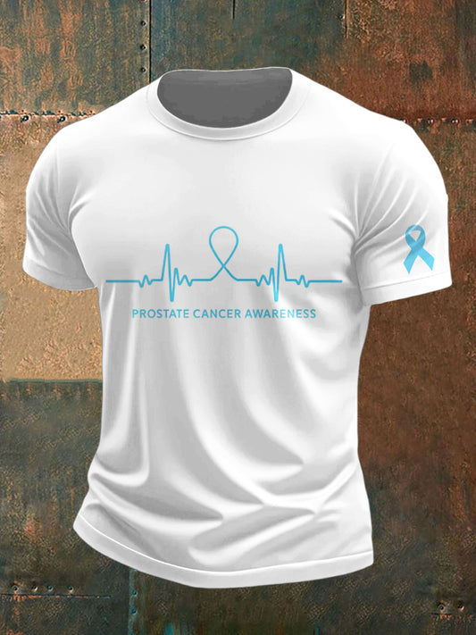 Men's Prostate Cancer Printed Vintage Fashion Loose Short Sleeve T-Shirt