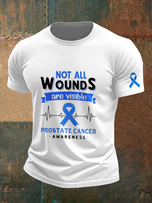 Men's Prostate Cancer Printed Vintage Fashion Loose Short Sleeve T-Shirt