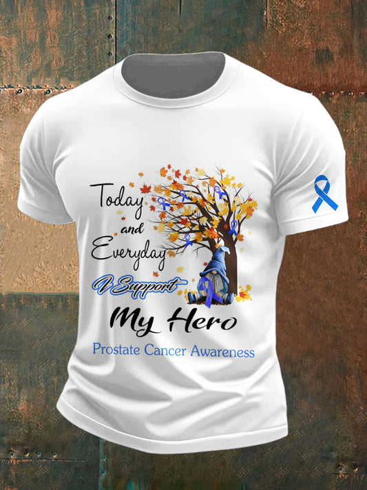 Men's Prostate Cancer  Printed Vintage Fashion Loose Short Sleeve T-Shirt