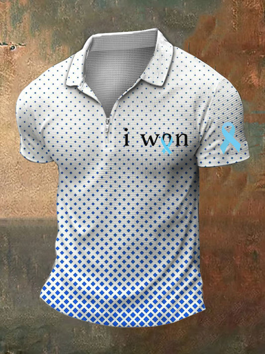 Men's Prostate Cancer Printed Polo Neck Short Sleeve T-Shirt