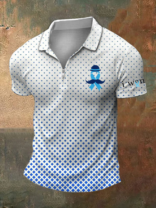 Men's Prostate Cancer Printed Polo Neck Short Sleeve T-Shirt