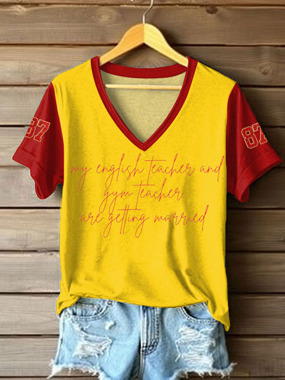 Women's Taylor Swift and Travis Kelce  Engagement short-sleeved T-shirt