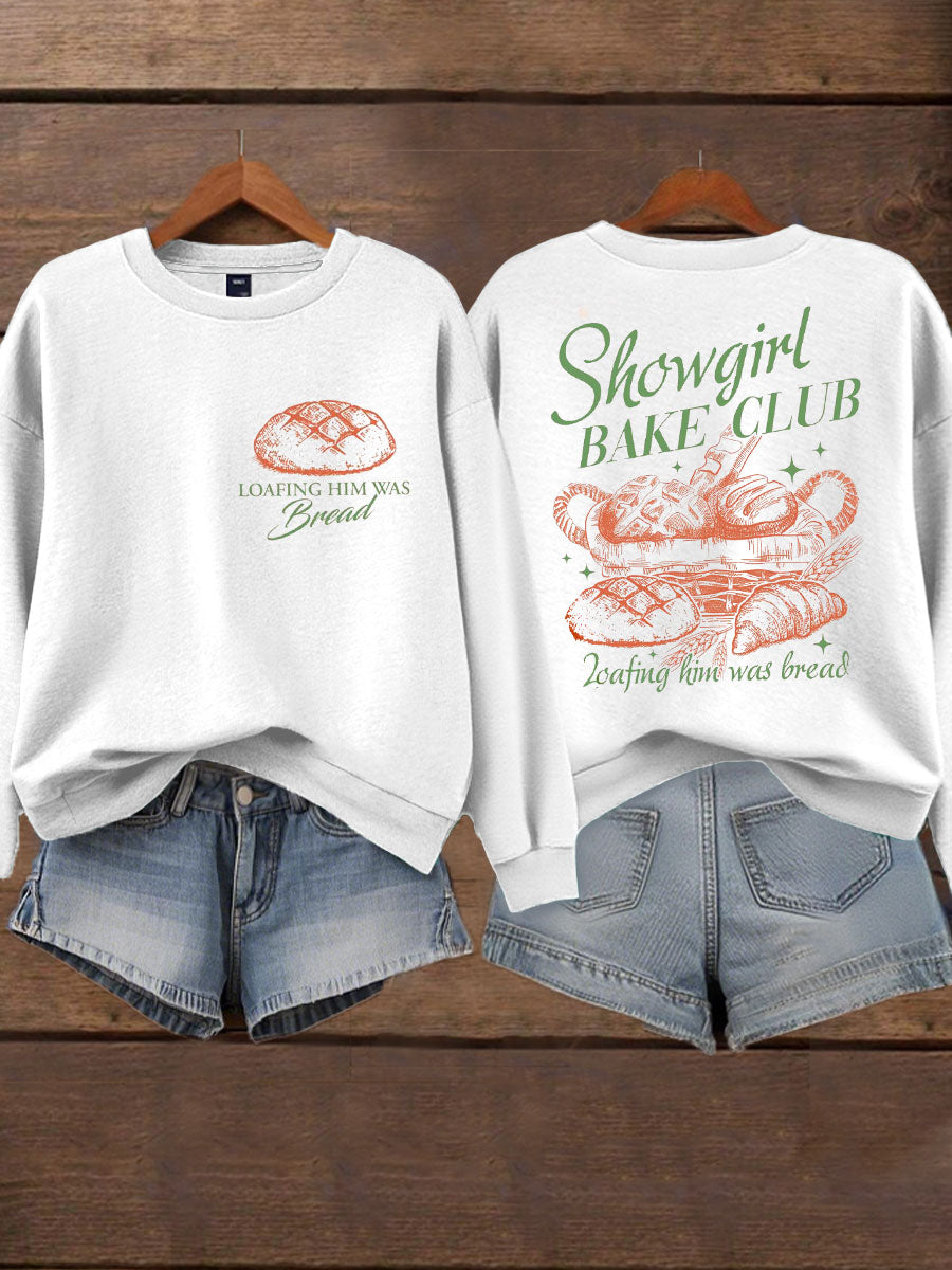 Women's Loafing Him Was Bread Printed Sweatshirt