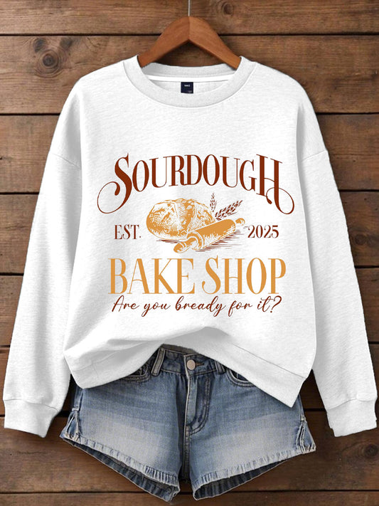 Women's Loafing Him Was Bread Printed Sweatshirt