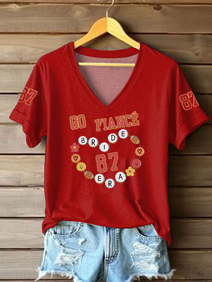 Women's Taylor Swift and Travis Kelce  Engagement short-sleeved T-shirt