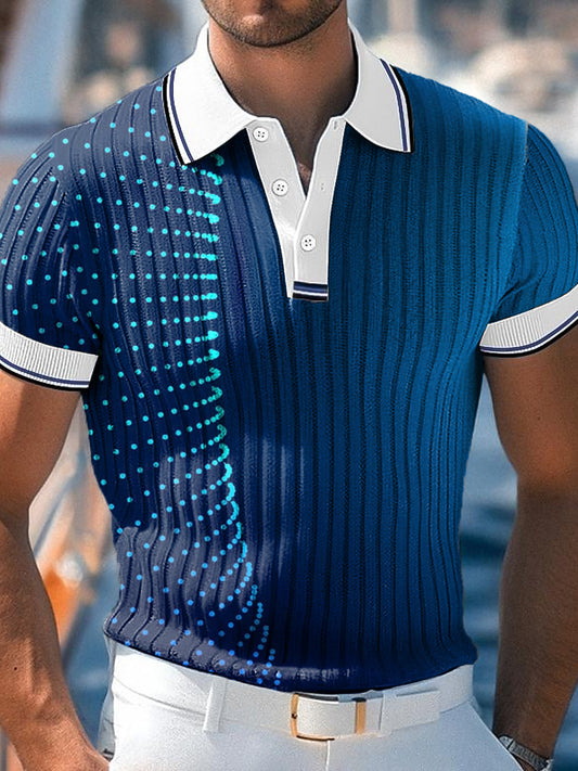 Men's Vintage Gradient Polka Dot Art Print Business Casual Polo Shirt