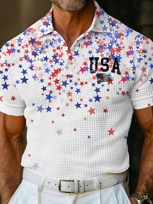 Men's USA Flag Golf Waffle Shirt