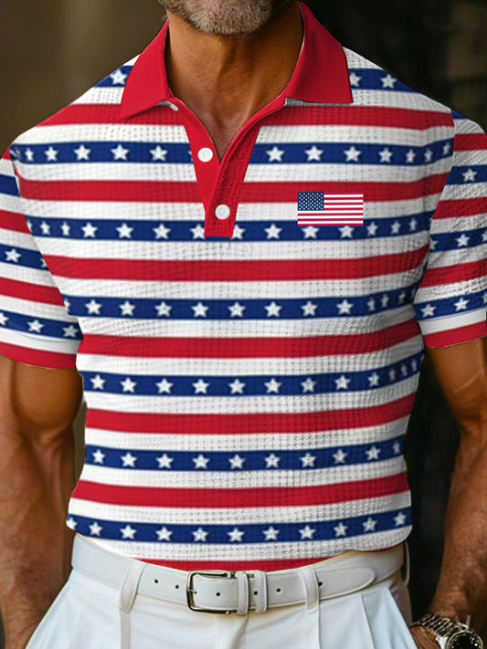 Men's USA Flag Golf Waffle Shirt