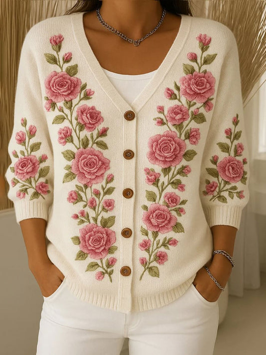 Women's Breast Cancer Pink Floral Cardigan