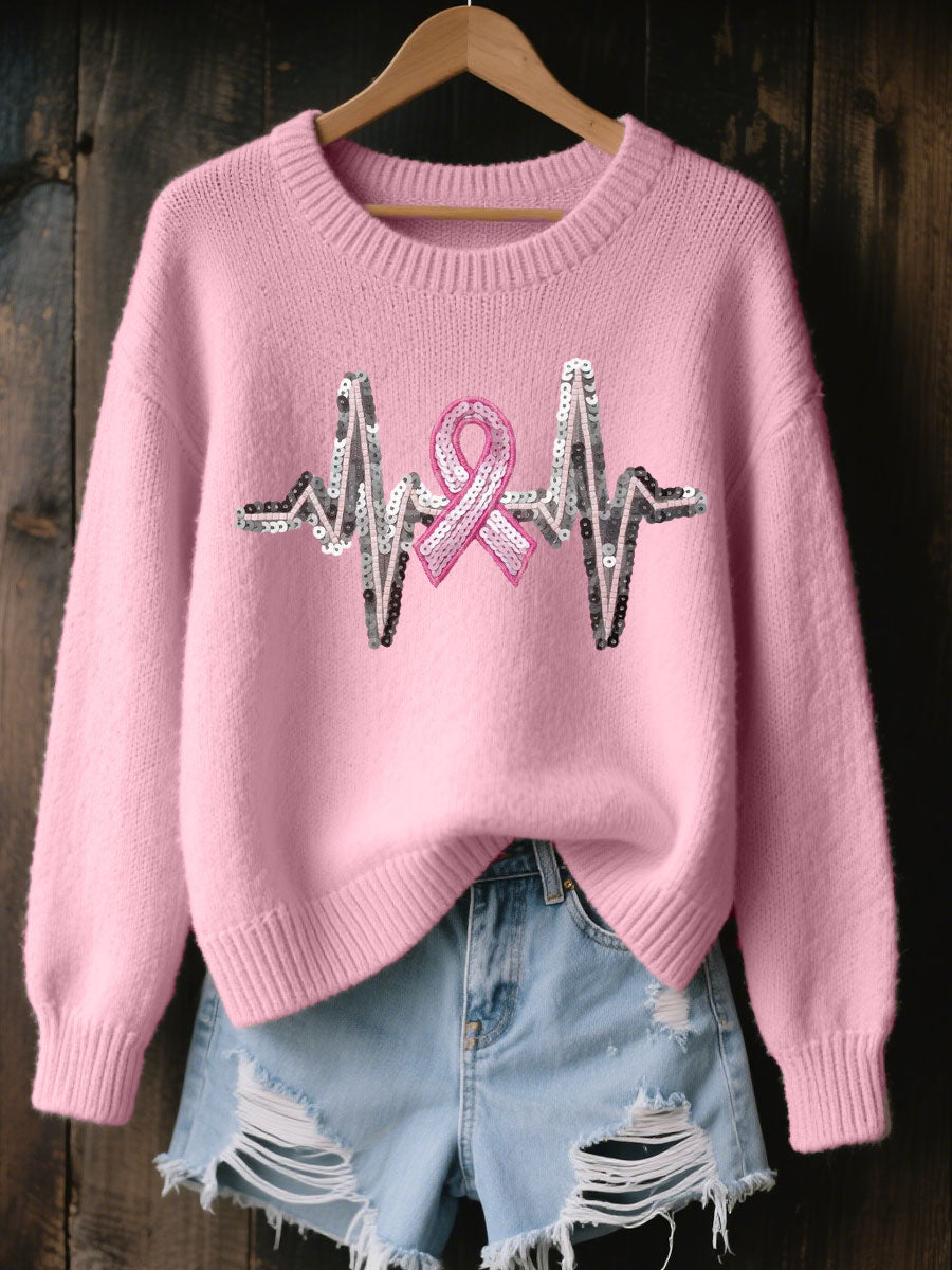 Women's Breast Cancer Awareness Heartbeat Pink Ribbon Tops