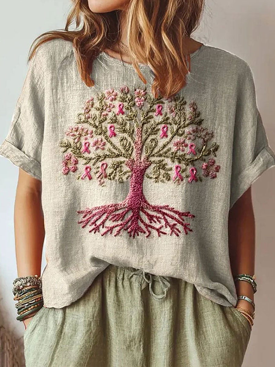 Women's Breast Cancer Pink Ribbon Tree Tops