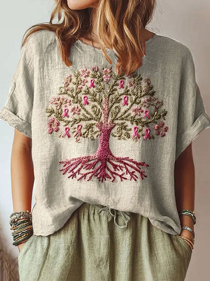 Women's Breast Cancer Pink Ribbon Tree Tops