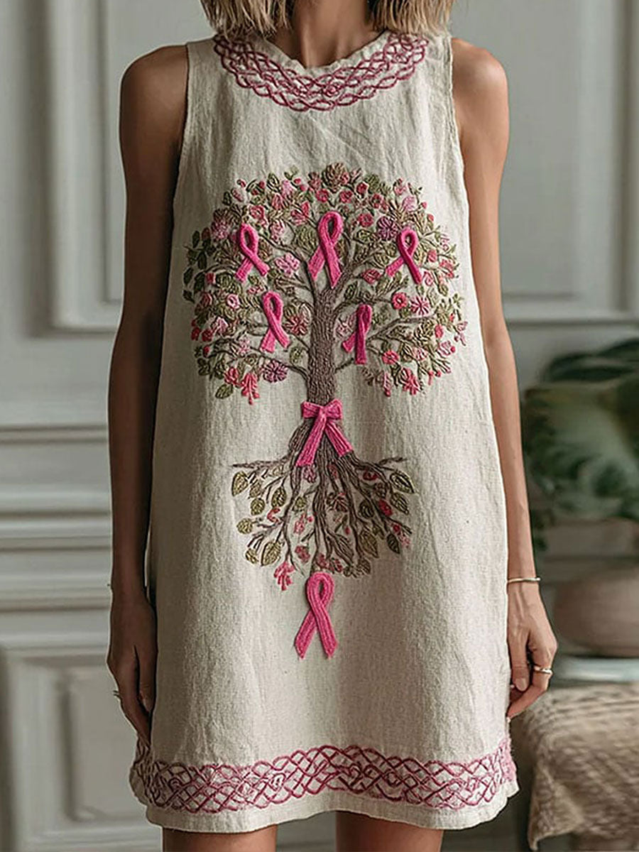 Women's Breast Cancer Pink Floral Dress