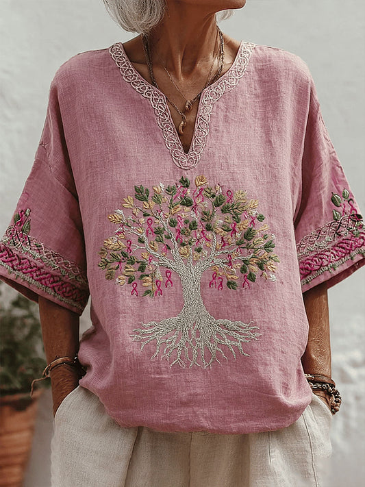 Women's Breast Cancer Pink Ribbon Tree Tops
