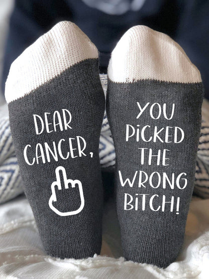 Hey cancer you picked the wrong bitch unisex socks