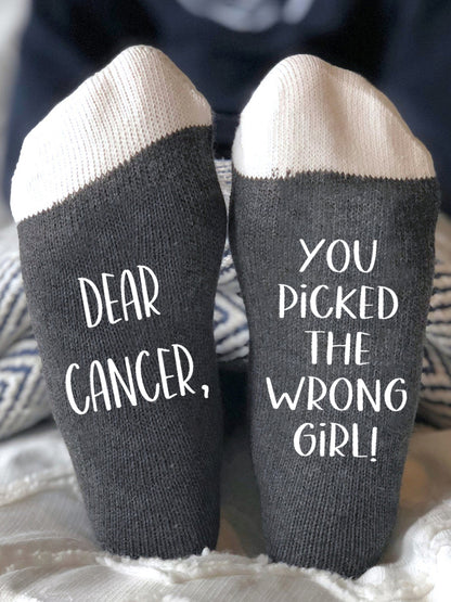 Dear cancer, Your picked the wrong girl gender-neutral socks