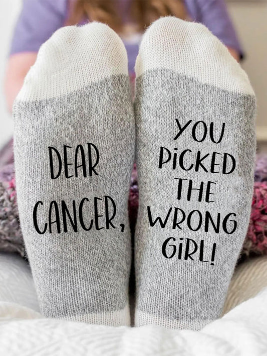 Dear cancer, Your picked the wrong girl gender-neutral socks