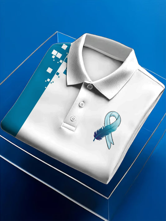 Men's Prostate Cancer Print Polo Neck Short Sleeve T-Shirt