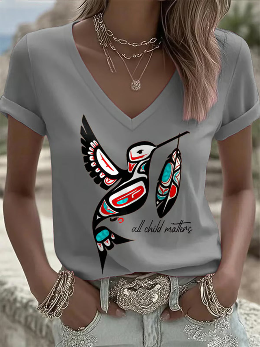 Women's All Child Matters Printed Casual T-shirt