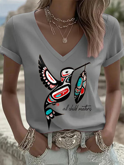 Women's All Child Matters Printed Casual T-shirt