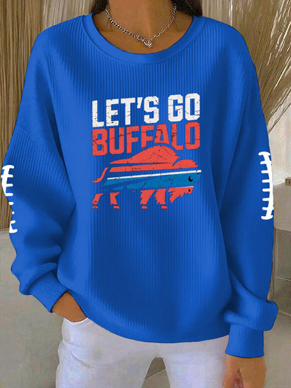 Women's Football Fans Lovers Gameday Printed Vintage Casual Loose Long Sleeve Top