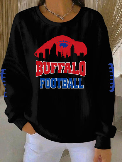 Women's Football Fans Lovers Gameday Printed Vintage Casual Loose Long Sleeve Top