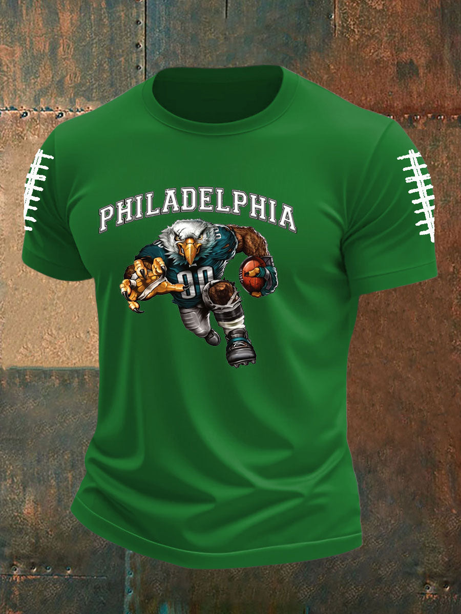 Men's Football Fans Lovers Gameday Casual imitation cotton short-sleeved T-shirt