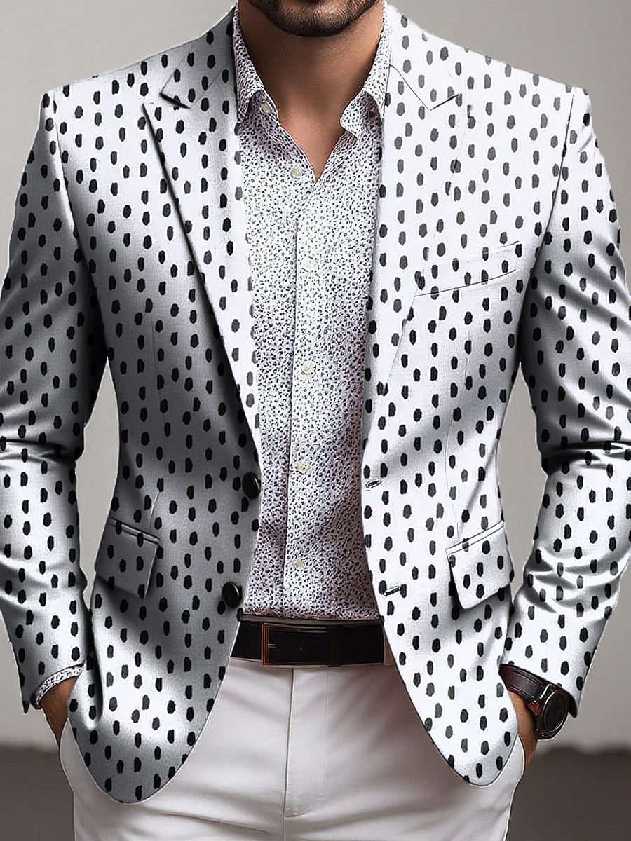 Men's Vintage Abstract Polka Dot Business Casual Blazer