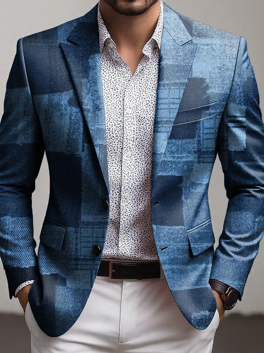 Men's Vintage Geometric Patchwork Business Casual Blazer