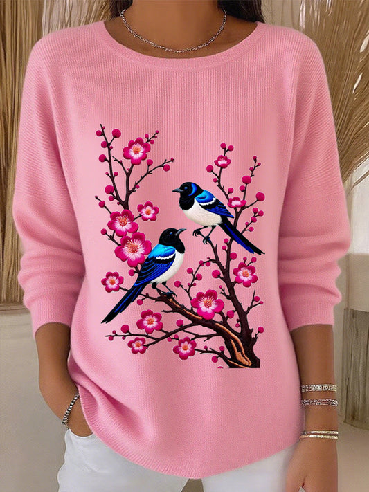 Women's Vintage Floral Art V-Neck Casual Top