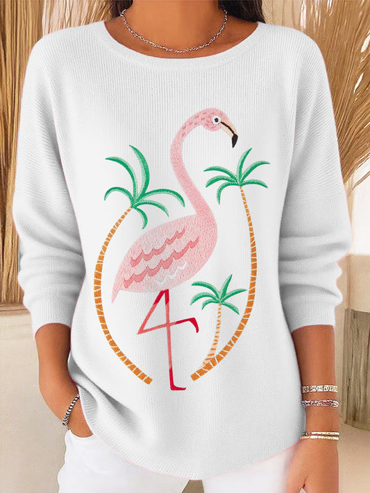 Ladies' Retro Animal Floral Art V-Neck Casual Top