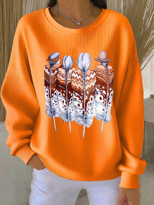 Women Indigenous Feather Art Sweatshirts