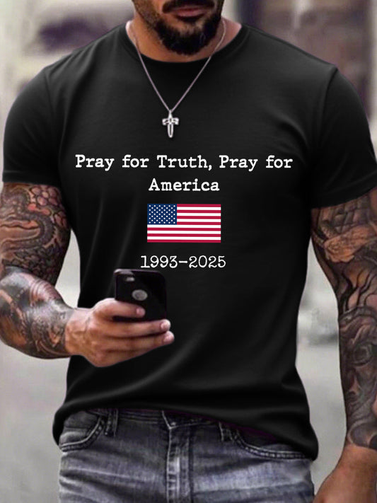 Men's Pray For Truth Pray For America Print T-Shirt