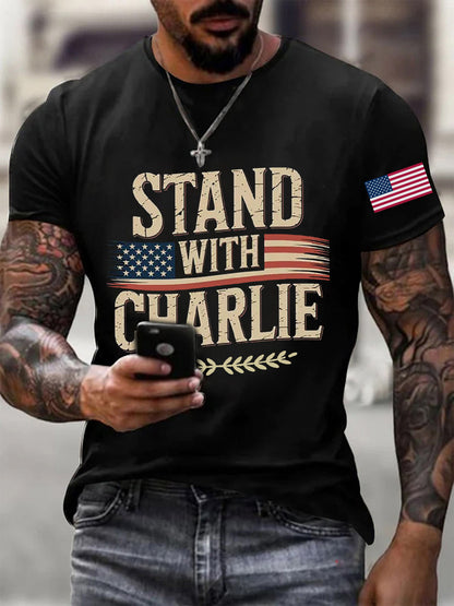 Men's Stand With Charlie Kirk Printed T-shirt
