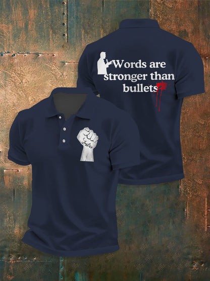 Men's Words Are Stronger Than Bullets Print Shirt