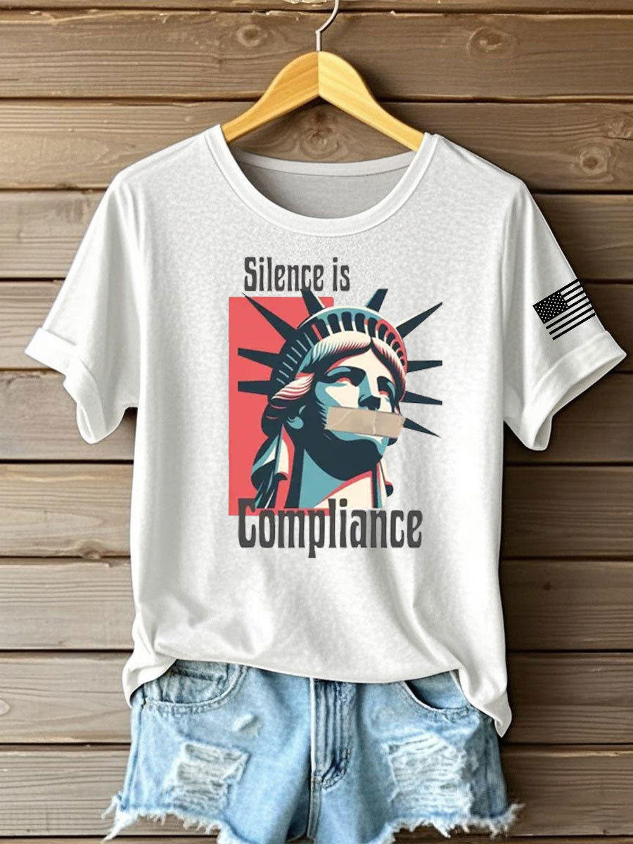 Women's silece is complience Printed Iron On Short Sleeve T-Shirt