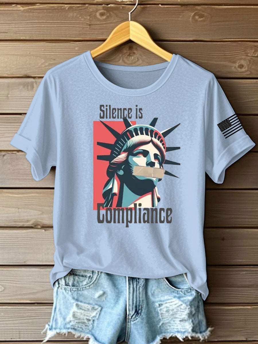 Women's silece is complience Printed Iron On Short Sleeve T-Shirt
