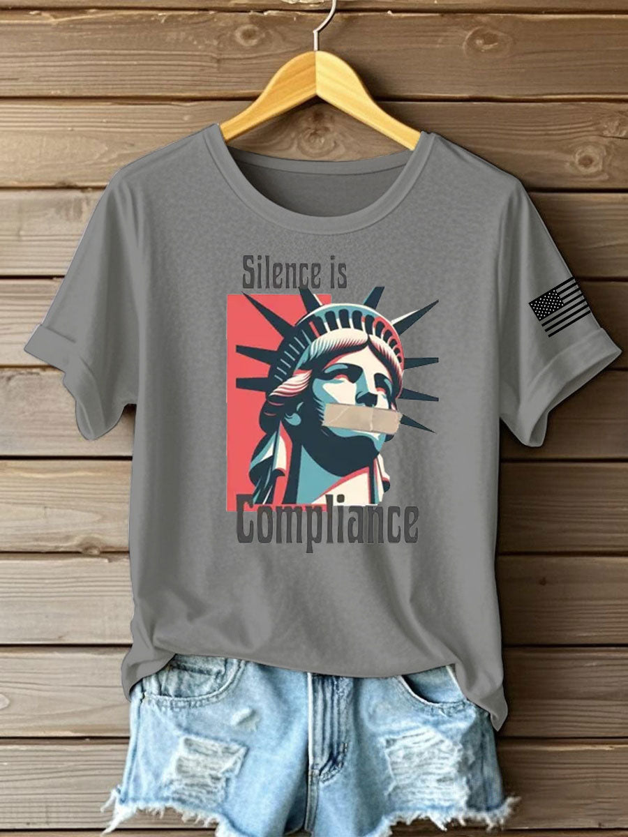 Women's silece is complience Printed Iron On Short Sleeve T-Shirt