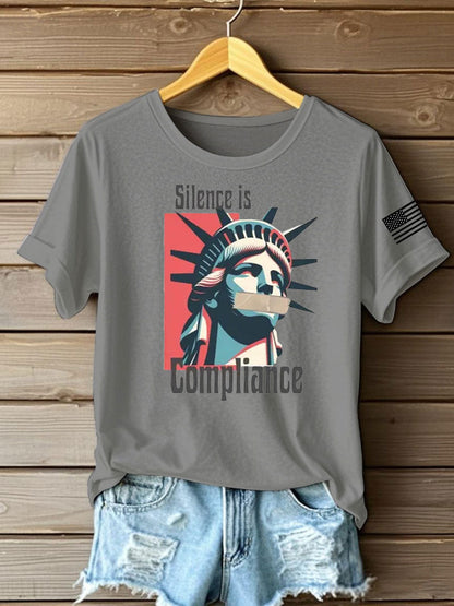 Women's silece is complience Printed Iron On Short Sleeve T-Shirt