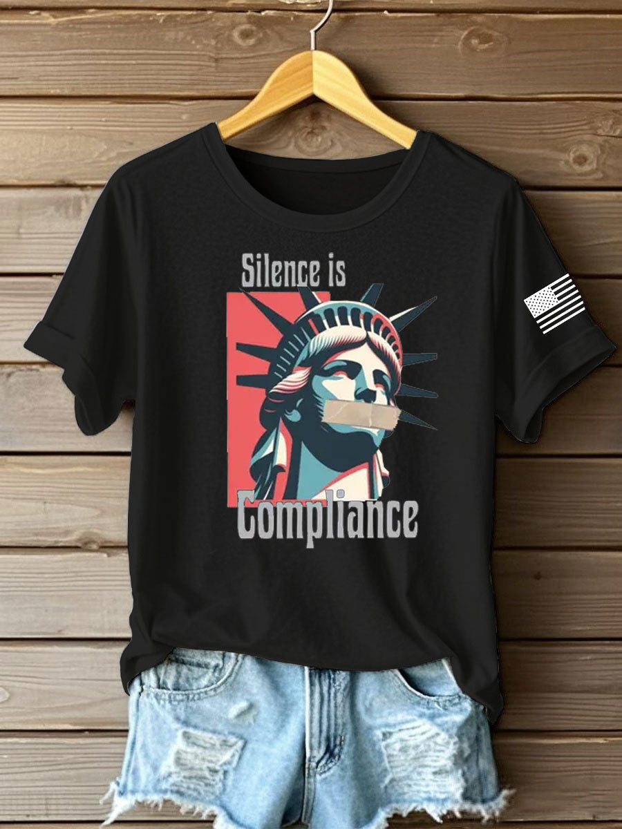Women's silece is complience Printed Iron On Short Sleeve T-Shirt