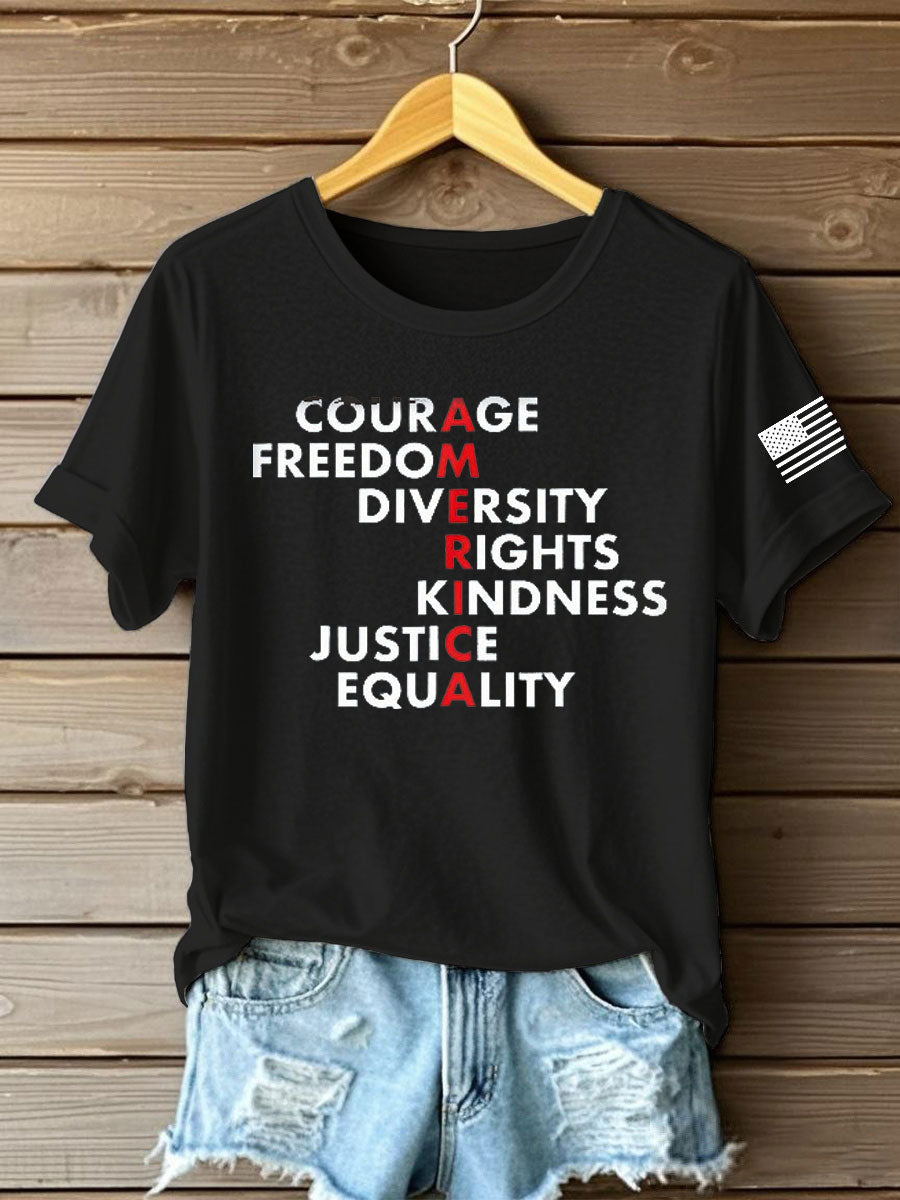 Women's  Freedom Printed Iron On Short Sleeve T-Shirt
