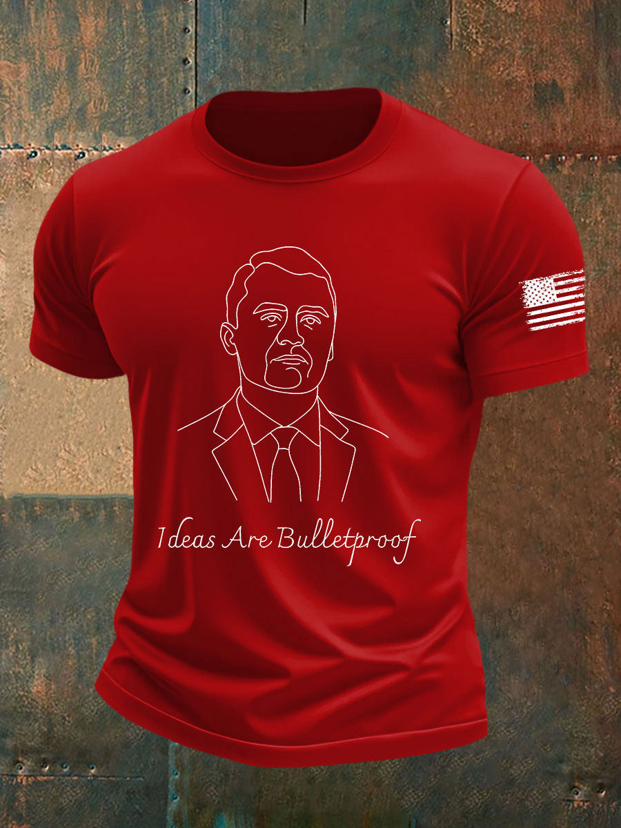 Men's Ideas Are Bulletproof Printed Casual T-shirt