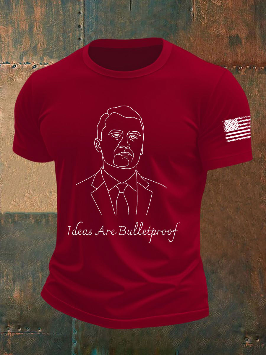 Men's Ideas Are Bulletproof Printed Casual T-shirt