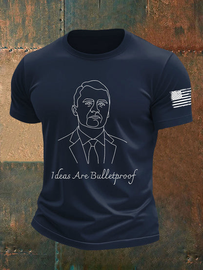 Men's Ideas Are Bulletproof Printed Casual T-shirt