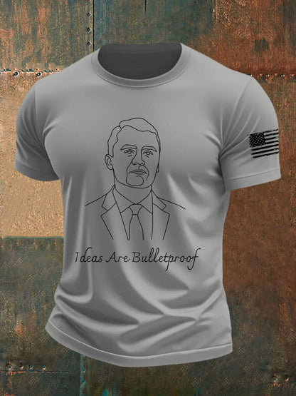 Men's Ideas Are Bulletproof Printed Casual T-shirt