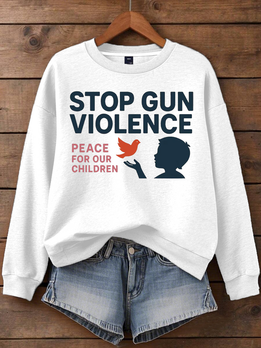 Women's stop gun violence Printed polyester sweatshirt