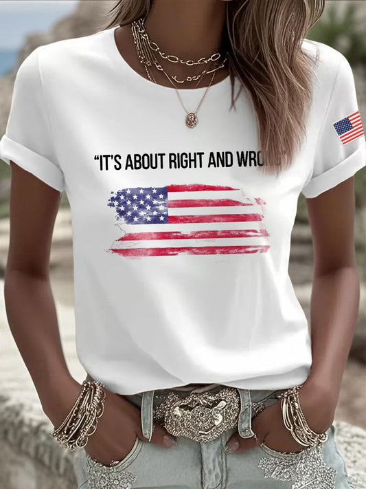 Women's It's About Right And Wrong Printed Casual T-shirt