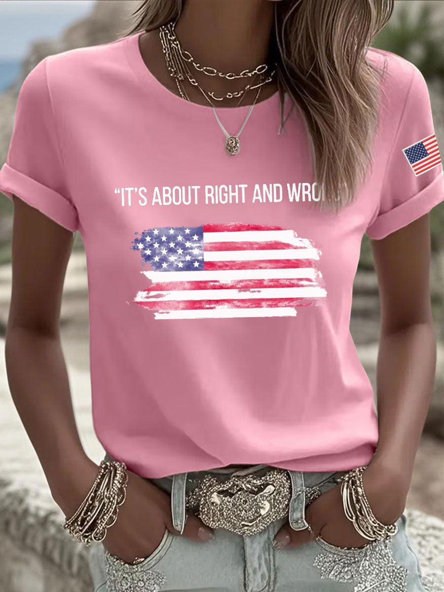Women's It's About Right And Wrong Printed Casual T-shirt