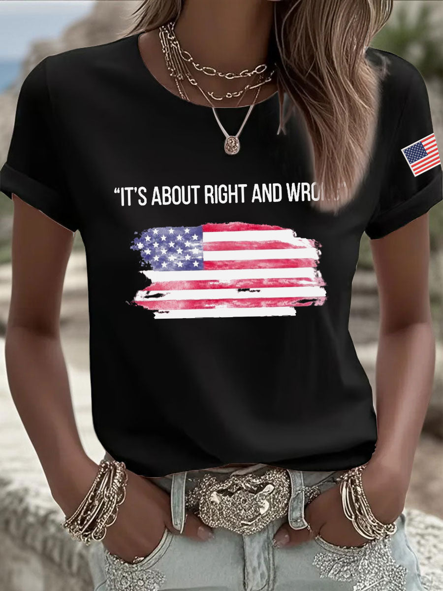 Women's It's About Right And Wrong Printed Casual T-shirt