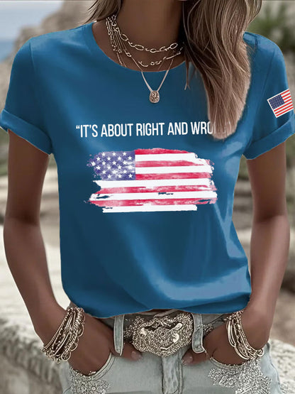 Women's It's About Right And Wrong Printed Casual T-shirt